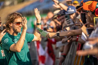 Sebastian Vettel (GER) Aston Martin F1 Team with fans. Formula 1 World Championship, Rd 13, Hungarian Grand Prix,