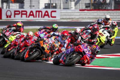 Jorge Martin leads at Turn 1, 2024 Emilia Romagna MotoGP Sprint