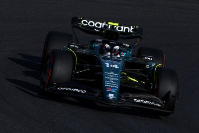 Fernando Alonso on track for Aston Martin.